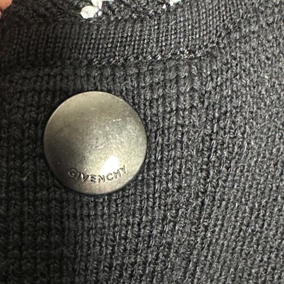 GIVENCHY Wool Knit Varsity Bomber Jacket Black White Sz L $1585 - Picture 8 of 8